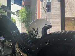 ジェットヘルメット ホワイト フローラルデザイン