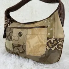 コーチ ショルダーバッグ パッチワーク シグネチャー 本革ベージュ 10808