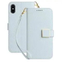 iPhone xs 手帳型 ケース（アイスブルー）