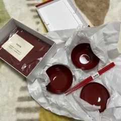 お食い初め用 漆塗り赤セット