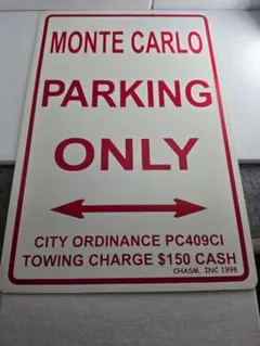 MONTE CARLO PARKING ONLY サインプレート 看板のサムネイル