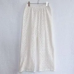 SM2 blue レースワイドパンツ オフホワイト ウエストゴム レディース
