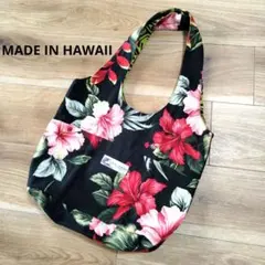 LOCAL DESIGN リバーシブルトートバッグ　ハイビスカス　黒　ハワイアン