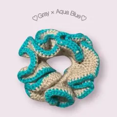 シュシュ　韓国　かぎ編み　ハンドメイド　ヘアアクセ　ロングヘア　ビッグシュシュ