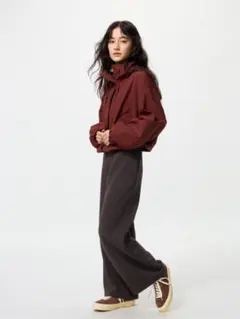 ユニクロ　ウォームフリースストレートパンツ　丈短め　XL ブラウン