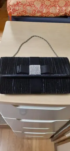 結婚式ブラックプリーツパーティー2wayバッグ