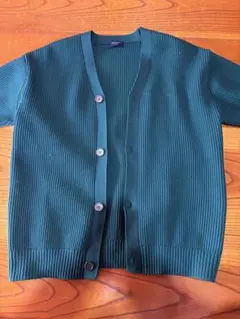 BACK NUMBER リブ編みカーディガン L ダークグリーン