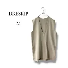 DRESKIP レディース　ニットベスト　Vネック　薄手　ベージュ　Mサイズのサムネイル