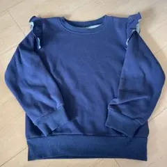 ネイビー 裏起毛フリル付き スウェットトレーナー 120