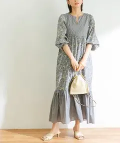 【URBAN RESEARCH】 サラサ柄パッチワークワンピース