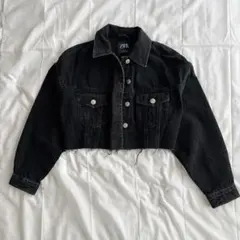 ZARA ブラック クロップドデニムジャケット　M