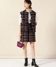 ノーリーズ カラーミックスツイードジレ ショートパンツ セットアップ 38