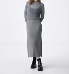 GU 2ピースビスチェセットワンピース　グレー