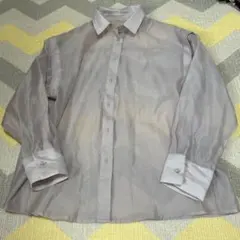 ⑦オーバーサイズシースルー長袖シャツ 薄いピンクグレーM