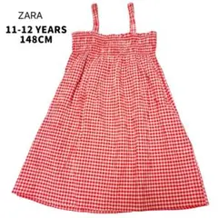 美品✨ZARA ギンガムチェック ワンピース 11-12歳 148 オレンジ