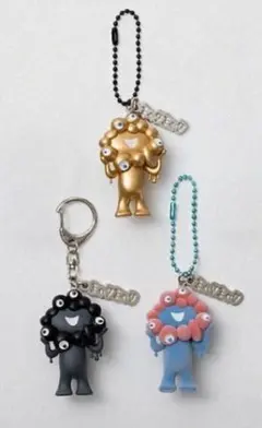 立体PVC キーホルダー プレート付　黒 ミャクミャク　金色　フロッキー　3種類