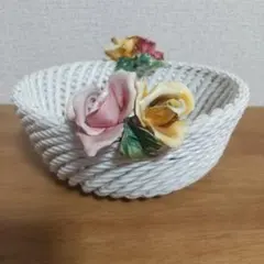 イタリア製 陶器製バスケット 花柄 アンティーク雑貨 - メルカリ