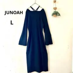 ☆ジュノア キャミワンピース Lサイズ ブラック ロング フレアスリーブ