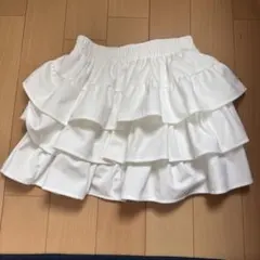 ホワイト フリル フレアスカート
