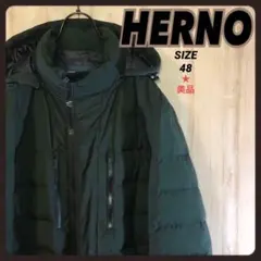 HERNO ヘルノ ダウンジャケット ロング丈 中綿入り 深緑 フード付きのサムネイル