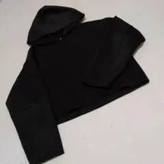 UNIQLO ブラック フード付き クロップドパーカー S