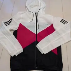 adidas neo ウィンドブレーカー JM ホワイト/ピンク/ブラック