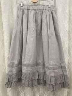 USED★サマンサモスモス★裾2段スカラップレース刺繍スカートのサムネイル