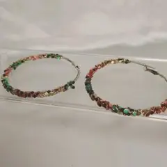 800円　メタルプレート ビーズ リング イヤリング　(送料300円)