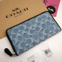 新作 新品 COACH 長財布 シグネチャーデニム メンズ - メルカリ