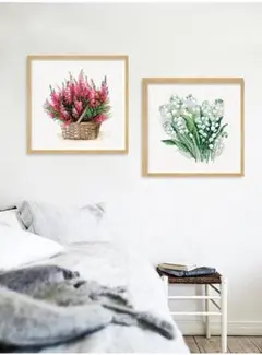 クロスステッチ花2種類 刺繍キット 図案印刷 初心者 壁アート 手芸 DIY