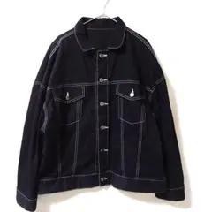 kutir クティール ブラック デニムジャケット L 黒 白ステッチ