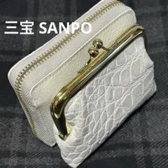 良品　サンポー　三宝　iii SANPO　クロコダイル　ピンク　二つ折り　財布 メルカリ