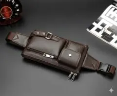 レザー調 ボディバッグ チェストバッグ スマホポーチ ウエストポーチ メンズ