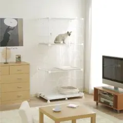 アイリスオーヤマ 猫ケージ オリジナルペットケージ 3段 キャスター付 ホワイトのサムネイル