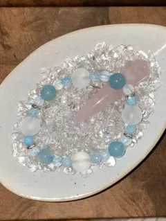 天然石 ハンドメイドブレスレット[ライトブルー]16cm