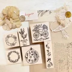 ⚠️金額変更あり&即ご購入可⚠️プチチョコ　リース　オリーブ　自転車　スタンプセット