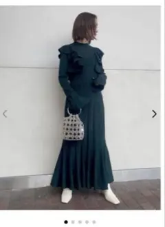 FRAY IDシアージャガードニットワンピース　裾に穴空き1箇所有り