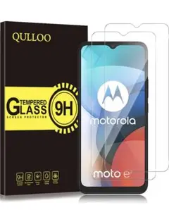 ⭐️QULLOO Moto E7 ガラスフィルム 2枚 とクリアカバーのお得セ…