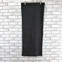 H&M エイチアンドエム　リブニット ロングスカート　グレー　シルクブレンド　L