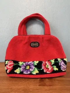 FEILER 赤い花柄刺繍 ハンドバッグ