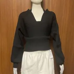 リボン付きVネック長袖ニット　新品未使用