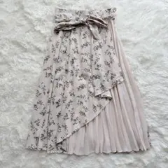 INGNI イング　花柄プリーツ切替ラッフルミディ　スカート　ロング　M