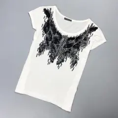 ニューヨークインダストリー スパンコールTシャツ 白 サイズ44*ED1068
