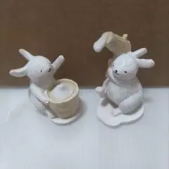 ナチュラルキッチン　樹脂オブジェ　餅つきウサギ　臼　杵　お月見