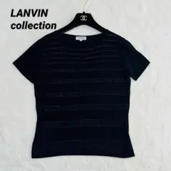 LANVIN COLLECTION 半袖ニット カットソー スパンコール 黒40のサムネイル