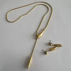 ゴールド ロングネックレス ピアス セット