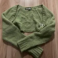 ニットボレロカーディガン_オリーブグリーン