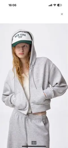 GU パフスウェットフルジップパーカ グレー