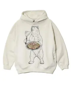 【新品未使用】ゴースローキャラバン　空紡糸裏毛　お好み焼きクマ　プルパーカー　Lのサムネイル