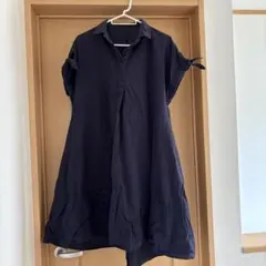 ネイビー 半袖シャツワンピース Mサイズのサムネイル